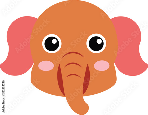 Adorable Cartoon Elephant Head Illustration Cute Orange Elephant Design