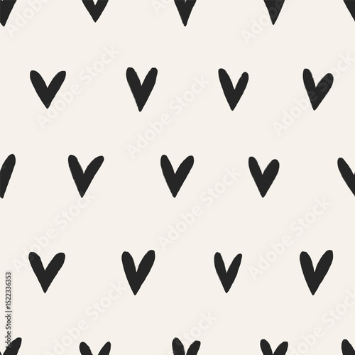 Heart polka dot pattern, seamless love background. Repeating romantic print, simple valentine texture design for feminine textile, fabric, wrapping paper and wallpaper. Flat vector illustration