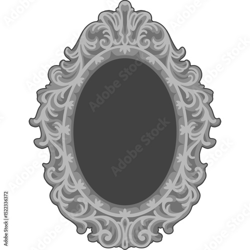 Elegant oval baroque frame with ornate curls, layered vector for laser cutting, decorative vintage template for wall or mirror art 3d frame