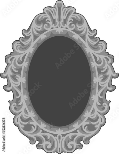 Elegant oval baroque frame with ornate curls, layered vector for laser cutting, decorative vintage template for wall or mirror art 3d frame