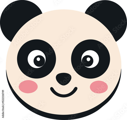 Adorable Panda Face Cute Cartoon Illustration of a Happy Panda