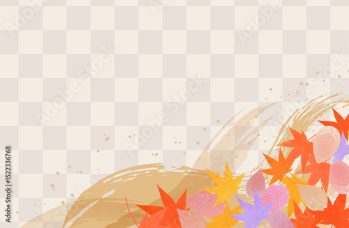 紅葉の和風背景ベクターイラスト