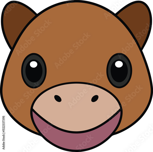 Adorable Cartoon Llama Face Cute Illustration of a Friendly Llama