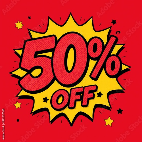 Fifty percent off sale comic book style pop art design