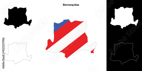 Barranquitas municipality blank outline map set