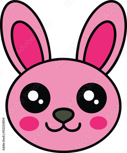 Adorable Pink Bunny Rabbit Cute Cartoon Character Design