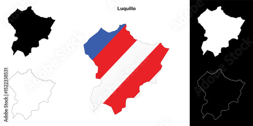 Luquillo municipality blank outline map set