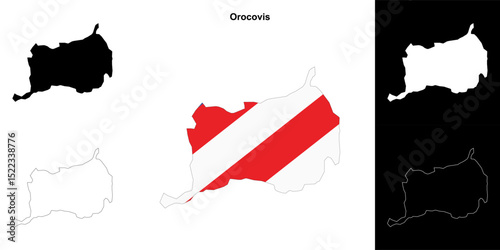 Orocovis municipality blank outline map set