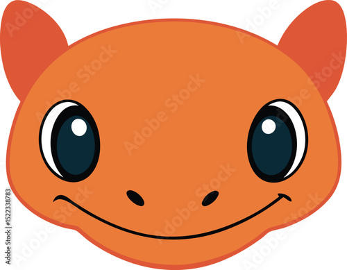 Adorable Orange Cartoon Creature Face Cute Illustration of a Friendly Fantasy Animal