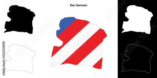 San German municipality blank outline map set