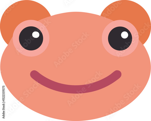 Adorable Cartoon Frog Face Happy Amphibian Illustration