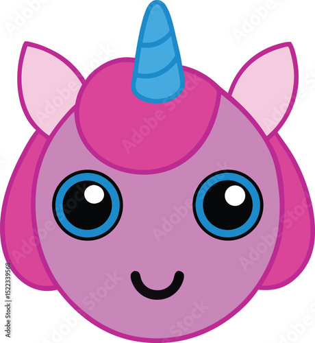 Adorable Pink Unicorn Cartoon Illustration Magical Creature Design