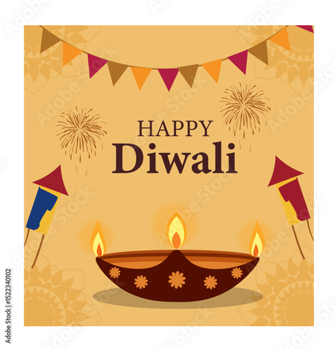 Happy Diwali Vector Illustration Set - Diyas, Fireworks & Festive Graphics-08