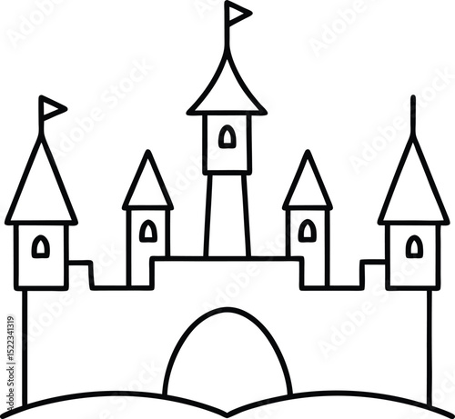 Fairytale Castle Line Drawing Simple, Elegant Castle Illustration