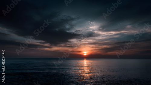 Moody Sunset over Ocean Dark, Elegant Simplicity