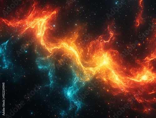 Cosmic nebulae, vibrant colors, swirling patterns