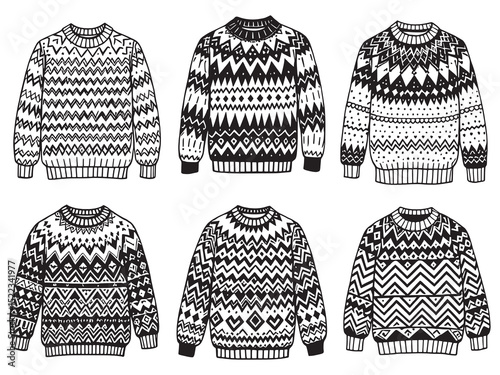 Wool Sweater line art icon cozy fashion graphic