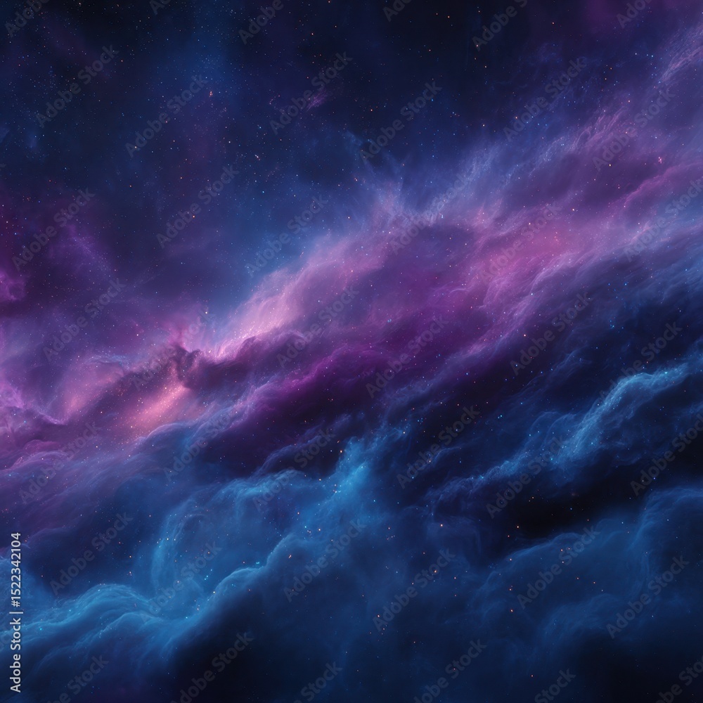 Fototapeta premium Vibrant cosmic nebula with glowing gas and scattered stars