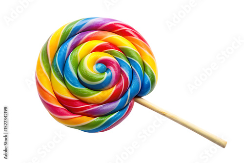 Multicolored lollipop with white stick isolated on white background