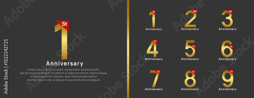 set of anniversary logo style. vector design gold color for celebration