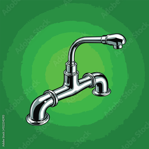 comic style vector water faucet image for graphic design