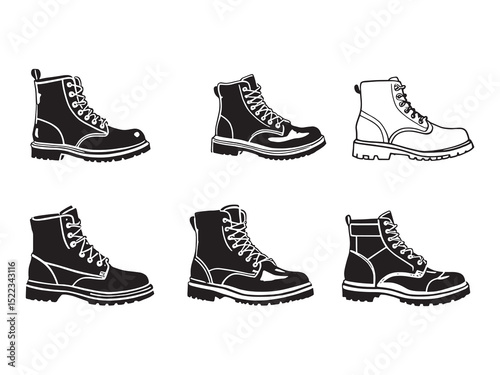 Work Boots line art icon durable tough outdoor wear