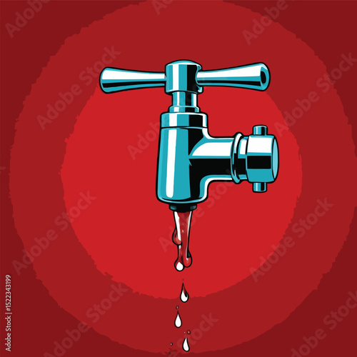 comic style vector water faucet image for graphic design