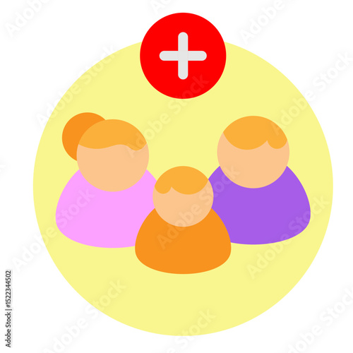 Family Vaccination Vector Flat Icon Design