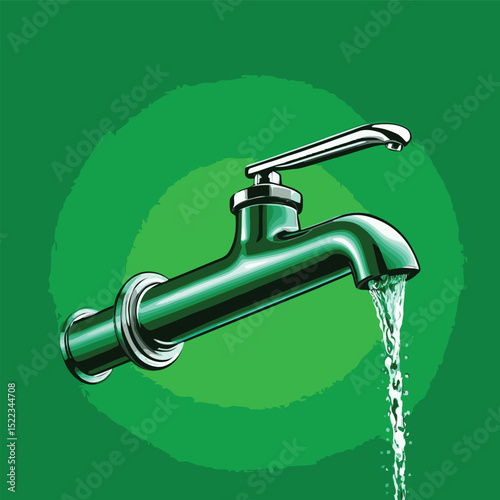 comic style vector water faucet image for graphic design