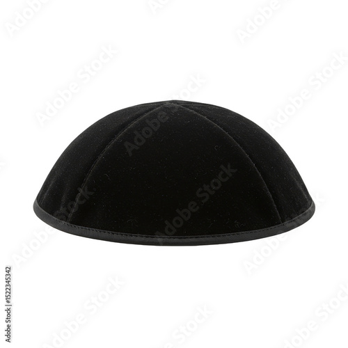 Isolated Traditional Black Kippah Headwear Yarmulke with Transparent Background