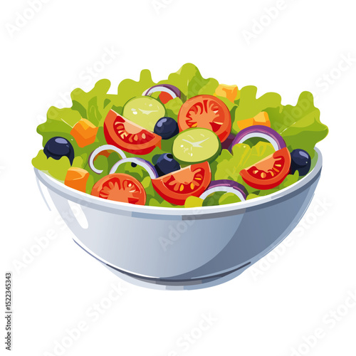 fresh salad in a bowl vector food icon design