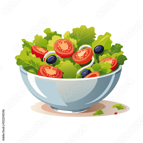 fresh salad in a bowl vector food icon design
