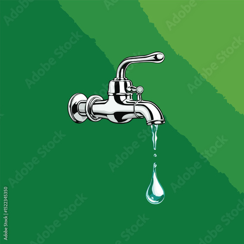 comic style vector water faucet image for graphic design