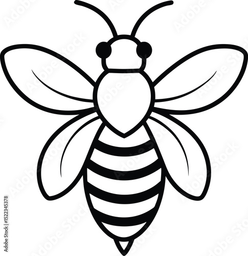 Striped Honeybee Illustration A Simple Line Art Design of a Busy Bee