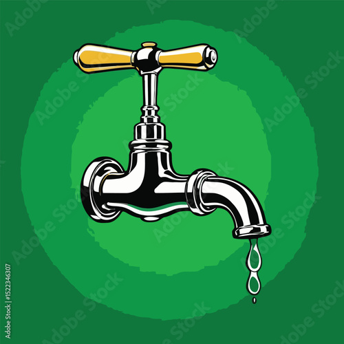 comic style vector water faucet image for graphic design