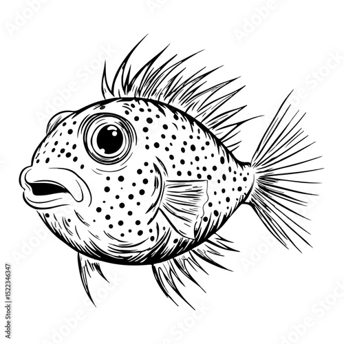 pufferfish, underwater animal, vector, transparent background, creature, fish, aquarium, ocean, isolated, cute, nature, icon, wildlife, underwater