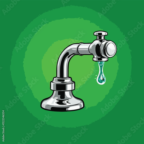 comic style vector water faucet image for graphic design