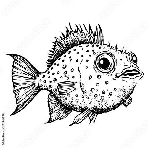 pufferfish, underwater animal, vector, transparent background, creature, fish, aquarium, ocean, isolated, cute, nature, icon, wildlife, underwater