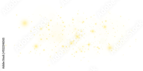 PNG yellow dust sparkle with glitter and glow flare, golden light effect and bright stardust particles on festive transparent background for holiday design magic burst PNG.