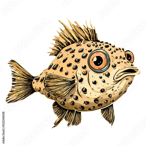 pufferfish, underwater animal, vector, transparent background, creature, fish, aquarium, ocean, isolated, cute, nature, icon, wildlife, underwater