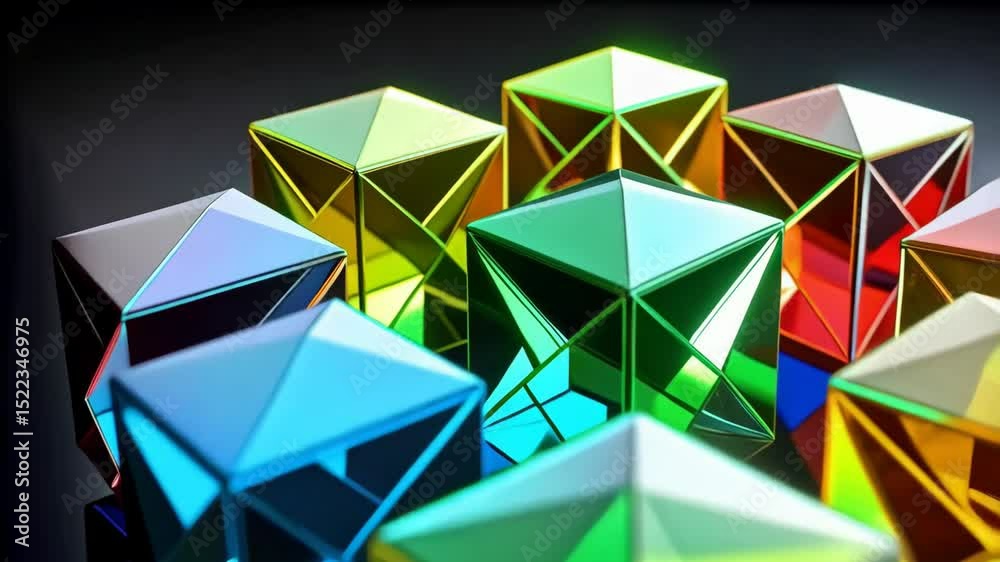 Colorful glass cubes collection, arranged in group against black background, faceted texture, reflections, 3D render, artistic composition, bright color Colorful glass cubes collection, arranged in group against black background, faceted texture, reflections, 3D render, artistic composition, bright color