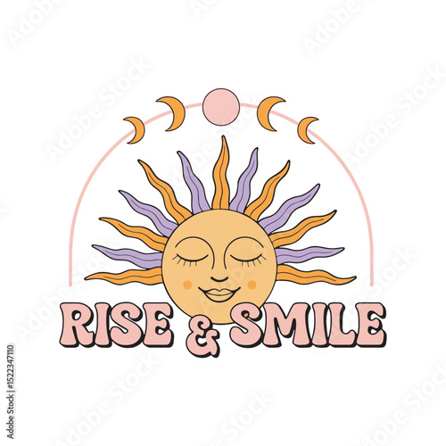 Boho Celestial Sun, Rise And Smile