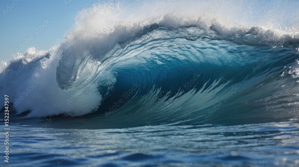 Fototapeta premium Ocean Wave Turquoise Barrel Sparkling Crest Powerful Surf