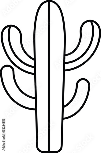 Desert Cactus Illustration Line Art Drawing of a Prickly Plant