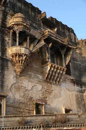 Aina Mahal Palace, historical building in Bhuj city, Gujarat, India. Beautiful architecture, landmark, monument, sight. Aina Mahal Trust Museum. Facade of Aina (Aaina) Mahal
