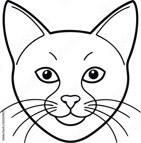 Adorable Cat Face Line Art Simple, Clean Illustration of a Feline