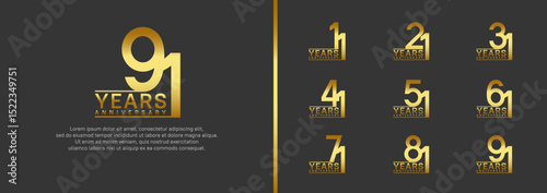 set of anniversary logo style. vector design golden color for celebration