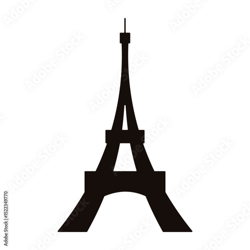Paris Tower vector illustration. Simple black silhouette of Paris Tower isolated transparent background. EPS 10
