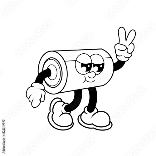 Retro character design of cool battery outline