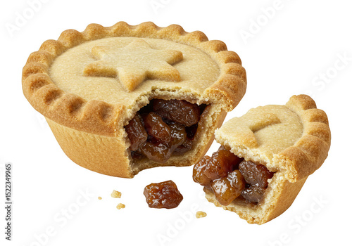 Isolated Transparent Background of Delicious Christmas Mince Pie with Star